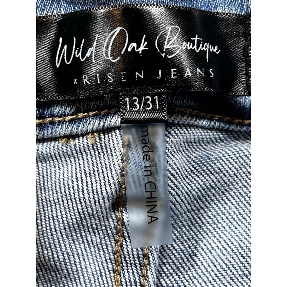Wild Oak Risen Jeans Womens 13 Blue High Rise Wide Leg Light Wash Distressed - Picture 8 of 11